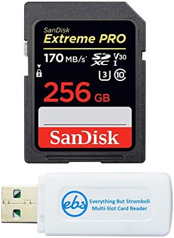 Sandisk 256gb Екстремни Про Sd Картичка SDXC UHS-I Картичка За Камери Работи Со Canon 77D, 80D, 70D, 6D, 60D UHD Видео Класа 10 Пакет со 1