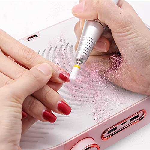 Чистач за вакуум за нокти мултифункционално силно вшмукување со USB лесни нокти за мелница машина за нокти Електричен маникир вежба со полисер розова.