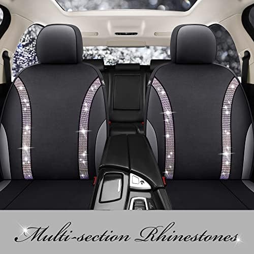 Паритадин Блинг кожен автомобил за автомобили Опфаќа 2 предни седишта за слатки жени девојче, сјаејќи ги покривките за автомобилски