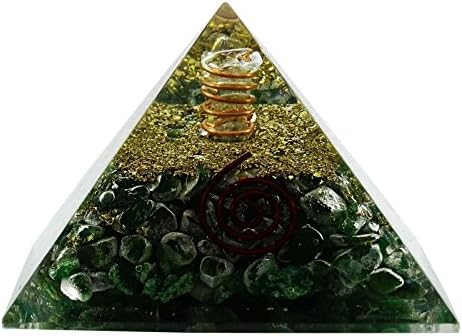 Хармонизирајте ја зелената авентуринска пирамида заздравување кристал со бакарна чакра симбол позитивен генератор на енергија -ЕМФ заштита