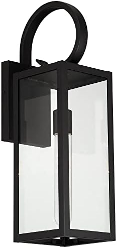 Timон Тимберленд Мира модерни тела за светло на отворено wallидови сет од 2 длабоки црни метални врвни ракави 21 чиста стакло за