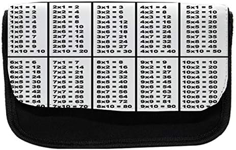 Необичен математички молив случај, пресметка, торба со молив со ткаенини со двоен патент, 8,5 x 5,5, црно бело