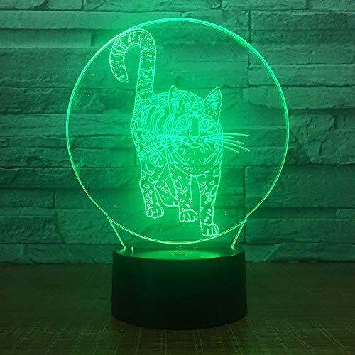 Jinnwell 3D Tiger Night Light LAMP илузија ноќна светлина 7 бојата Промена на допир прекинувач Табела за декорација на декорација на