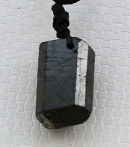 1 парчиња суров црн турмалин природен кристален лековит камен w/ланец на јаже