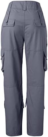 Женски товарни панталони со џебови на отворено обични рипстоп директно хеланки Камо со џебни воени градежни панталони