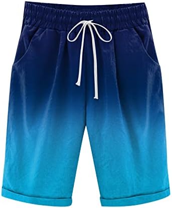 Графики Бермуда шорцеви женски колено должина на коленото летни летни маички со длабоки џебови салон за долги шорцеви салата шорцеви