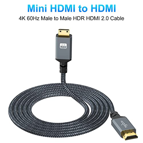 Двазох лево аголен калем мини hdmi до HDMI кабел, 90 ° степени мини HDMI до HDMI кабел кабел Поддршка 3D / 4K 1080p истегната должина на 1,5