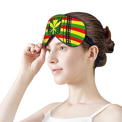 Племенска Канака Маоли знаме печатена маска за спиење очен мек капаче за очи со прилагодлива лента ноќ за очила за очила за мажи за мажи жени