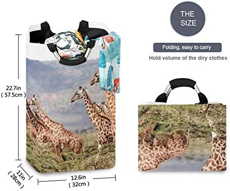 ЈИЈИЈА Африка Животни Жирафи Голема Пречка за Перење Алишта Со Рачки ,Ткаенина Што Може Да Се Преклопи-Пренослива Торба За Складирање