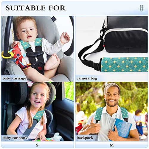 Обловувања на седиштето на тиркизниот автомобил за злато за автомобили за бебиња деца 2 парчиња ленти за седишта за автомобили, заштитник за перничиња за перничиња