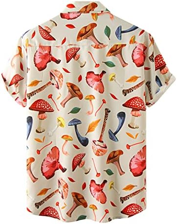 Zddo Mens обични кошули, лето копче за печурки со кратки ракави, надолу кошула за мажи опуштено вклопено смешно алоха плажа врвови