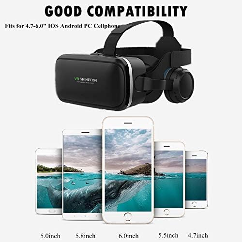 VR Слушалки Слушалки за Виртуелна Реалност w / Слушалки за iPhone 14 13 12 11 X 8 7 6 Плус SE, Samsung Galaxy S8 S7 S6 Edge Note5, 3D VR Очила ЗА 3D Филм &засилувач; Игра за 4.0-6.0 iOS &засилувач; Андроид П?