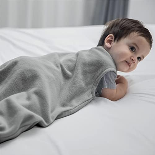 Праски ливчиња микро руно бебешка вреќа за спиење, торба за спиење без ракави со двонасочен патент, мек тог 1 унисекс бебе бебе што може