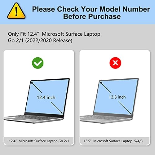 Случај за 12,4 инчи лаптоп на Microsoft Surface GO 2/1 2020-2022 изданија ， Заштитни предвремени на капакот на тврда обвивка ， капакот на тастатурата