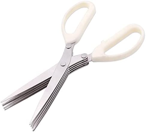 Не'рѓосувачки челик повеќенаменски петслојни ножици Shwhiterer, мулти-слојни кујнски бели кромид ножици, двослојни ножици со петслојни