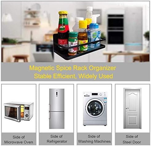 XJJZS магнетна полица од не'рѓосувачки челик е силна и издржлива за фрижидер зачини за складирање кујна Организатор кујна за зачинети