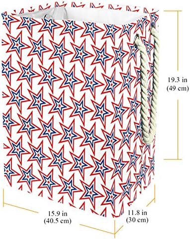 Перење Ја Попречува Америка Ѕвезда Сина Црвена Шема Преклоплива Ленена Корпа За Складирање Алишта Со Рачки Држачи Што Се Одвојуваат Добро Држејќи Водоотпорен За О