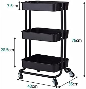 HEDTEC Мултифункционална количка за складирање 3-ниво за складирање на мобилни полици Организатор количка за колички за кујна за кујнски