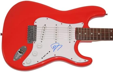 Дејв Грол потпиша автограм со целосна големина Црвена фендер Стратокастер Електрична гитара Е со автентикација на Jamesејмс Спенс ЈСА