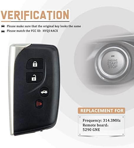 USAKeys Smart Key Fob Замена за 2013-2017 Lexus LS460 LS600H Паметен Клуч FOB FCC ID: HYQ14ACX 5290