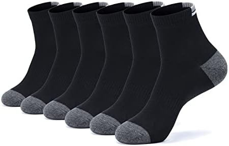 Атлетски чорапи за мажи Дасггб 6 пара, памучни машки четвртина чорапи кои трчаат спортски чорапи за глуждот за мажи