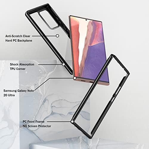 Galaxy Note 20 Ultra Case, Fingic Samsung Note 20 Ultra Case [Вграден заштитник на екранот] Целосна заштита на телото тврда обвивка+мека TPU браник