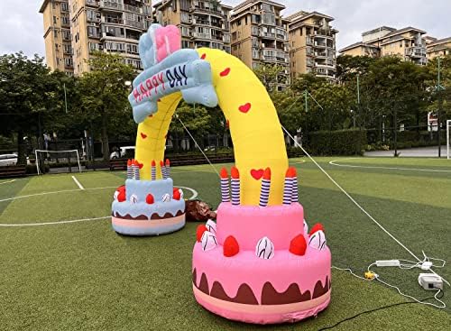 Vinfgoes 15ft x 10ft надувување на роденденскиот лак за бебиња за туширање со колачи со воздушен вентилатор за празнични роденденски