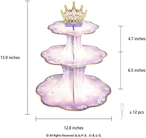 Виолетова кукчка штанд за девојчиња Декорации за роденденска забава лаванда цветна круна тема што доаѓа на возраст од Quinceanera Партија торта