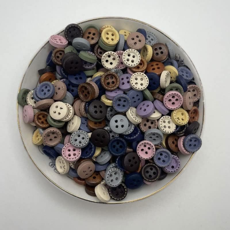 Eyhlkm 50 парчиња мешана боја дрвени копчиња околу четири дупки 10мм за додатоци за кошула со палто