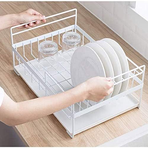 Јахх 2 слој за садови за садови, мултифункционални двојни слоеви за сушење на садови за сушење на кујнски полици за собирање на
