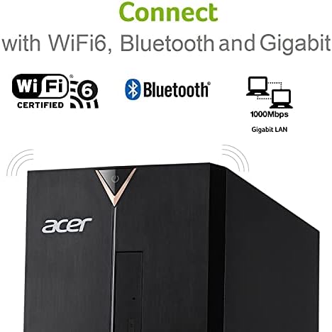 Acer Aspire TC-1660-UA92 Десктоп | 10-Ти Генерал Intel Core i5 - 10400 6-Јадрен Процесор | 12GB 2666MHz DDR4 | 512GB NVMe M. 2 SSD | 8X DVD | Intel Безжичен Wi-Fi 6 | Bluetooth 5.2 | Windows 10 Дома