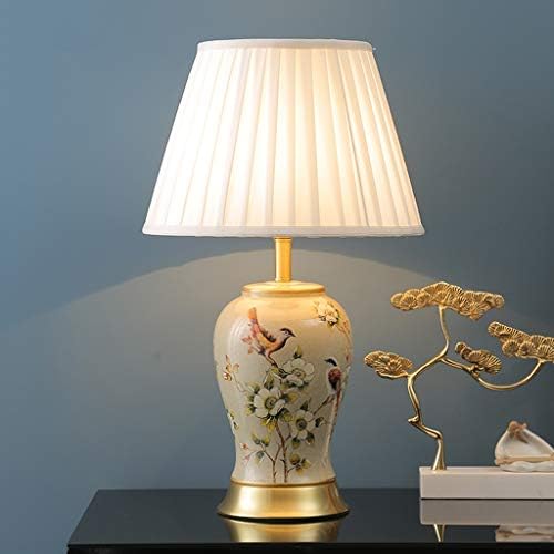 ZXZB табела за ламба за дневна соба за дневна соба, цвет и образец на птици мазна керамика за читање ламба E27 заштеда на енергија за