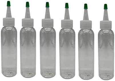 Природни фарми 4 мл чисти шишиња Cosmo BPA - 6 пакувања со празни контејнери за полнење - есенцијални масла - коса - ароматерапија | Природно капаче од Yorkујорк со зелен врв