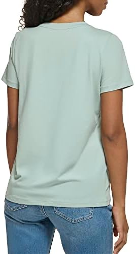 Calvinен женски обичен памучен памучен памук со кратки ракави со кратки ракави за маичка со маички за лого