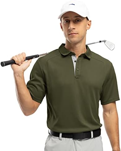 Машки кошули за голф за мажи Брзи сув кратки ракави 3 копче за перформанси Поло кошула