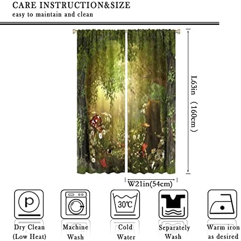 Шумски завеси, готска магична шума печурка за печурки Детска спална соба Прозори за прозорци Завеси 2 панели сетови 42х63in
