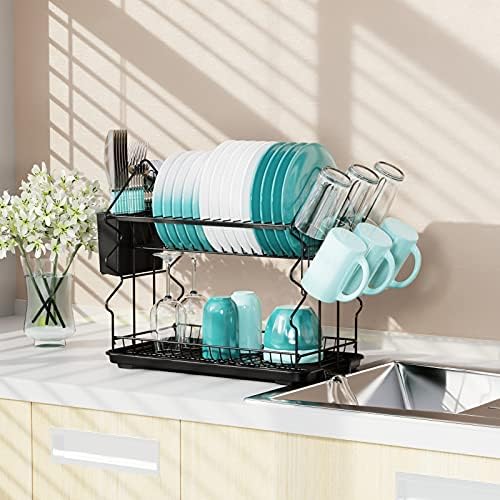 Решетка за сушење на садови за кујна за кујнски шалтер и 4 пакувања што се ставаат под заштеда на простор за складирање на просторот