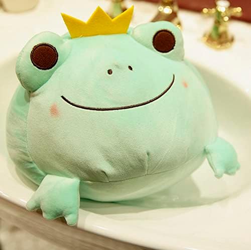 Плишана жаба полнета животинска жаба со круна прегратка од перница жаба, фрлајте перница од аниме, аниме за деца и loversубовници во роденден,