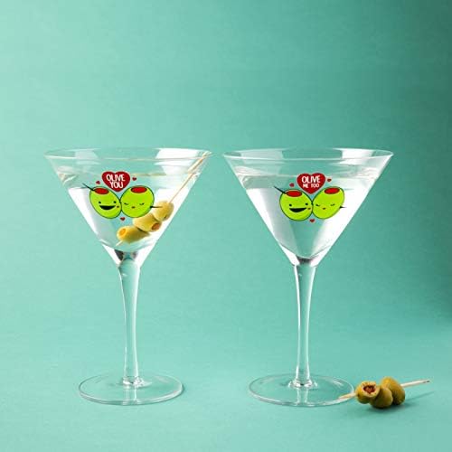 Bigmouth Inc. Olive Martini Set - сет од 2 - Секоја стакло има 8 мл, првото стакло чита „Олит ти“, второто стакло гласи „Маслиново ме исто така“