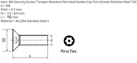 Tabcare 10 не'рѓосувачки тамперски доказ M4X10 Torx рамна глава игла во безбедносни завртки со шрафцигер со шрафцигер