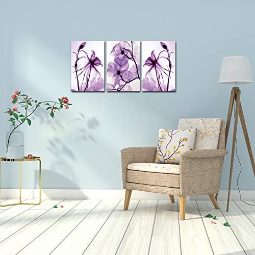 Meigan Art Modern Canvas wallидна уметност Home Decor Decor Decor Wallидна уметност Сликарство Виолетова цвеќиња Уметно дрво Внатре во врамена подготвена за виси
