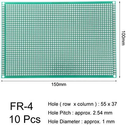 UXCELL 10x15CM Единствена еднострана универзална печатена плоча за DIY лемење 10 парчиња