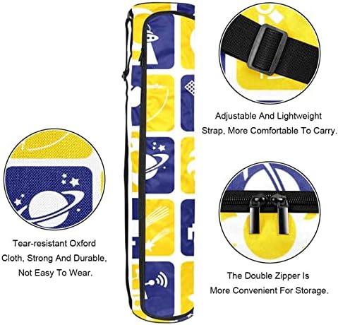 Астрономија вселенска ракета јога мат торби со целосна зипска торба за носење за жени мажи, вежбање јога мат носач со прилагодлива лента