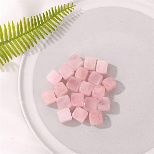 20 парчиња природно заздравување на срцето кристали loveубовни камења и 10 парчиња розови кварцни лековити кристали камења поставени квадратни рефус полиран џеб палм