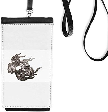 Кинески стил на мастило пет гоблини телефонски паричник чанта што виси мобилна торбичка црн џеб
