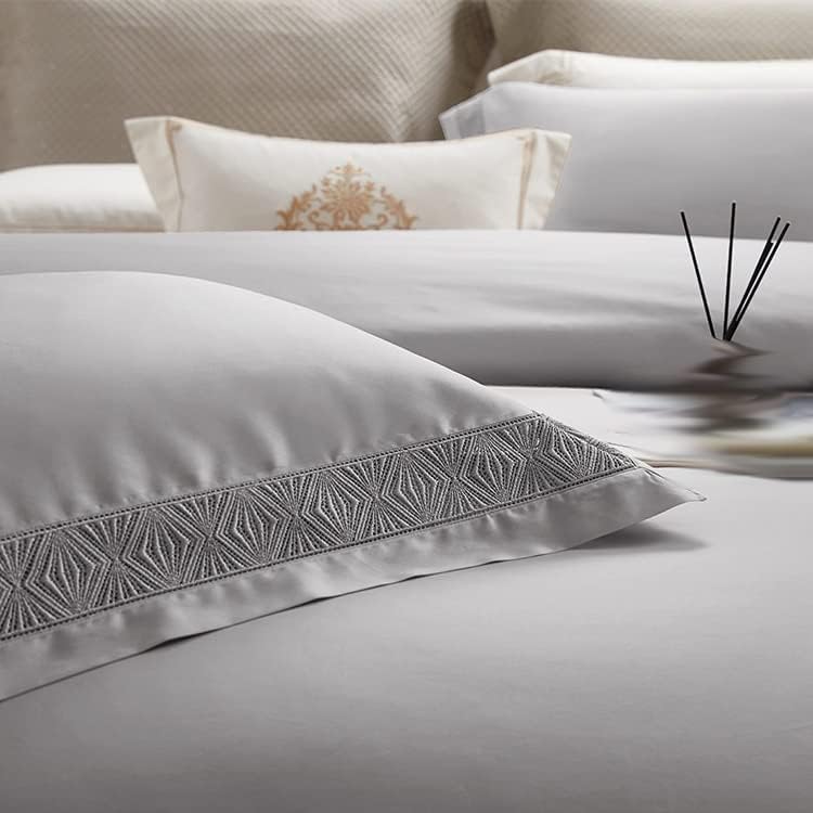 Zhuhw со долга памучна памучна почит сатен памук со четири парчиња за постелнина