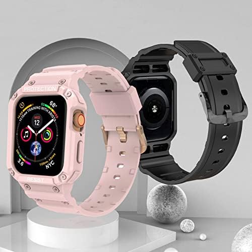 SECCCTOC Компатибилен со Apple Watch Band 38mm 40mm 41mm 42mm 44mm 45mm со Case, ShockProof Rugged лента за дишење на лентата за дишење за IWATC