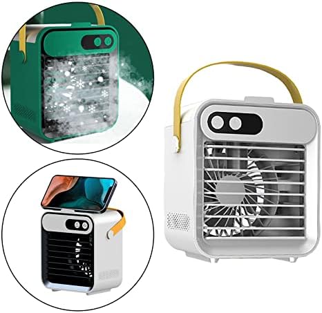 Баоблаз преносен USB -климатик вентилатор прилагодлив десктоп ладење вентилатор овлажнител w/држач за телефонски низок шум за спална соба, бела