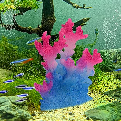 Саим аквариум декор корал, аквариум вештачки корал украс за аквариум пејзаж риба резервоарот декорација на резервоарот за бета спиење одмори со скриј ја расата - с?