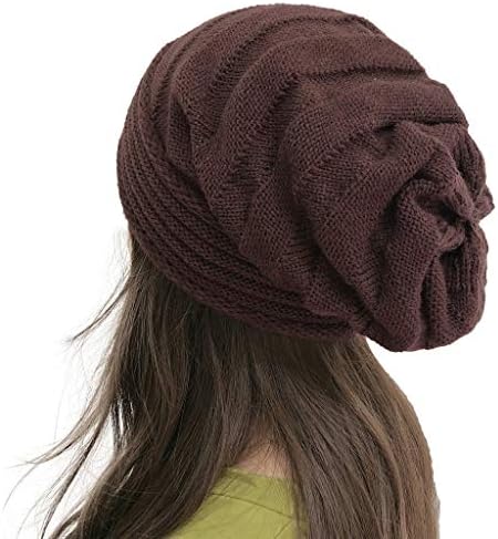 Yangyy Women Solid Beanie Hats Slouchy зимски топли плетени капи шупливи капачиња на череп со капчиња за ладно време